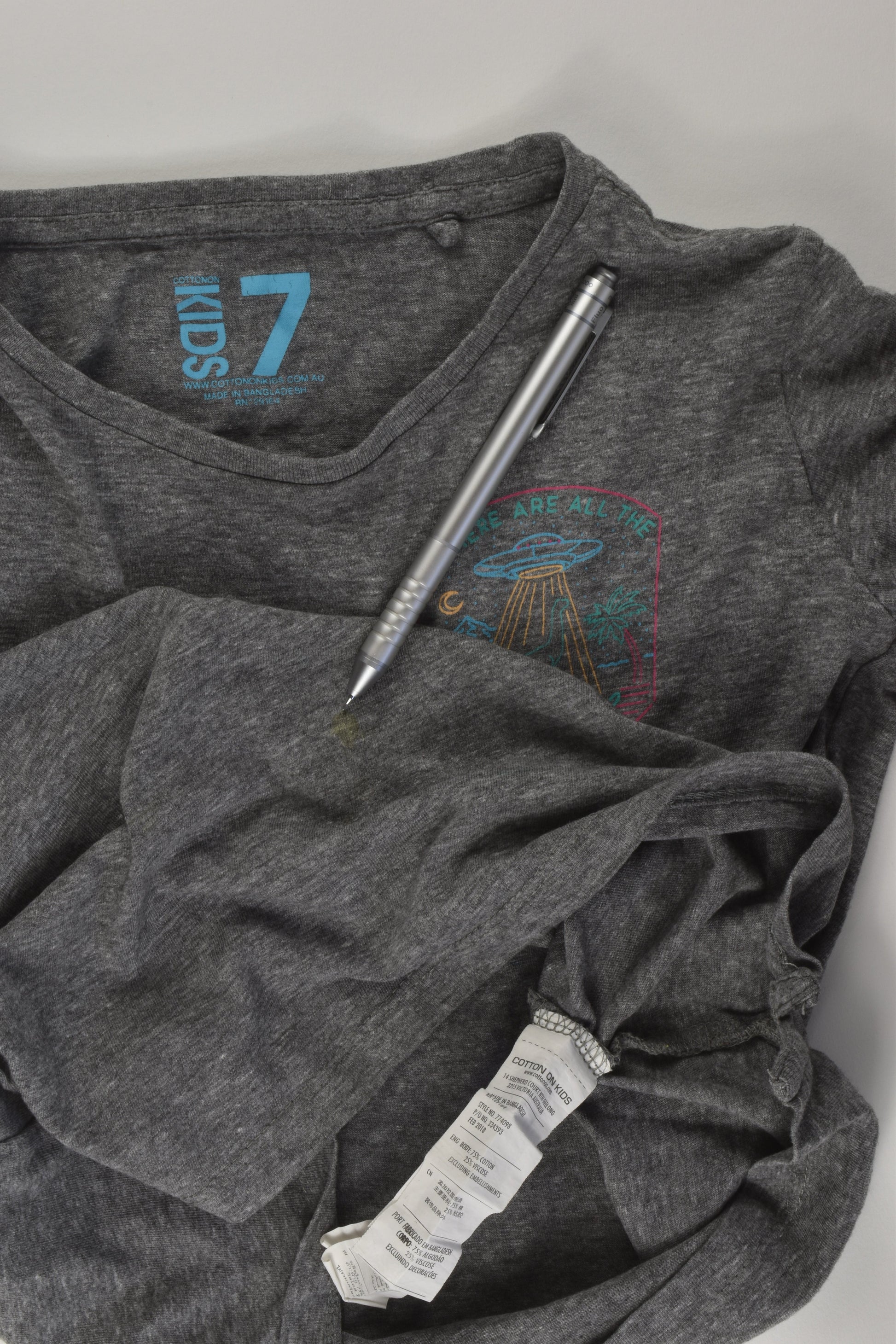 Cotton On Kids Size 7 'Where Are All the Dinosaurs?' Top