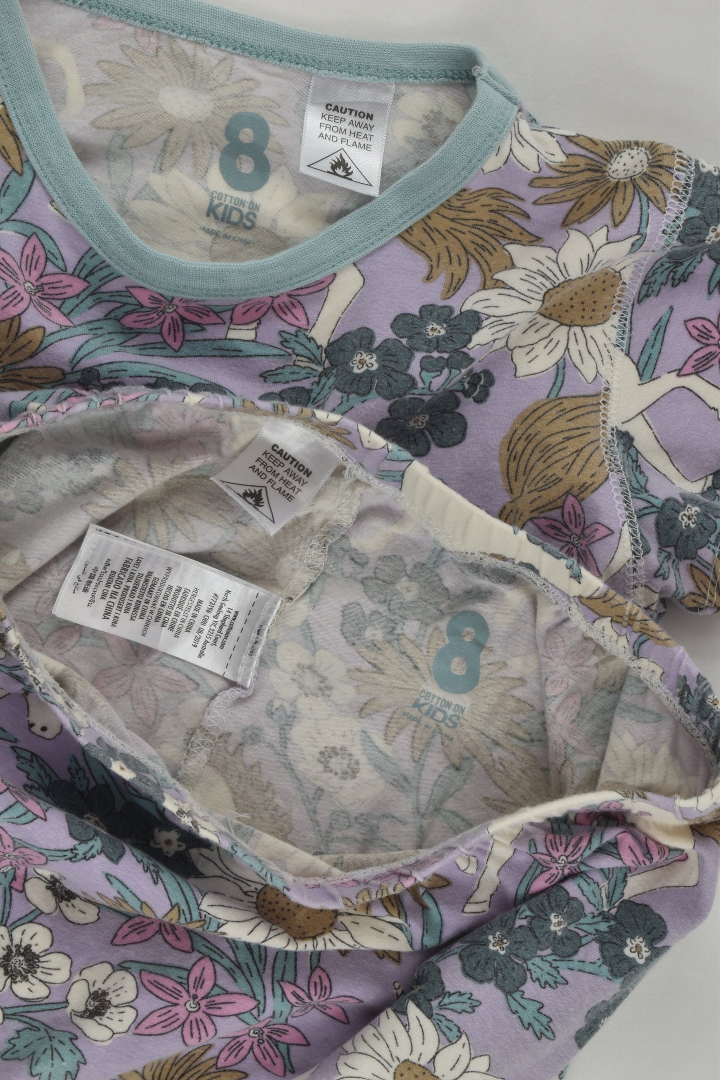 Cotton On Kids Size 8 Flowers and Unicorns Short Pyjamas