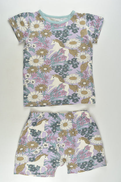 Cotton On Kids Size 8 Flowers and Unicorns Short Pyjamas