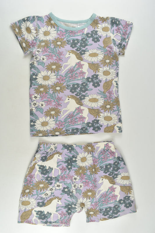 Cotton On Kids Size 8 Flowers and Unicorns Short Pyjamas