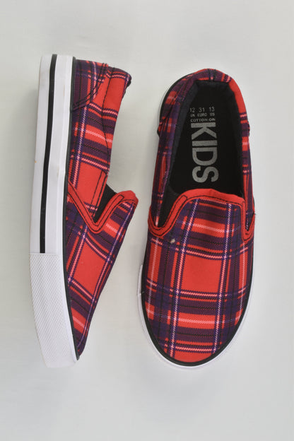 Cotton On Kids Size UK 12 Checked Slip On Shoes