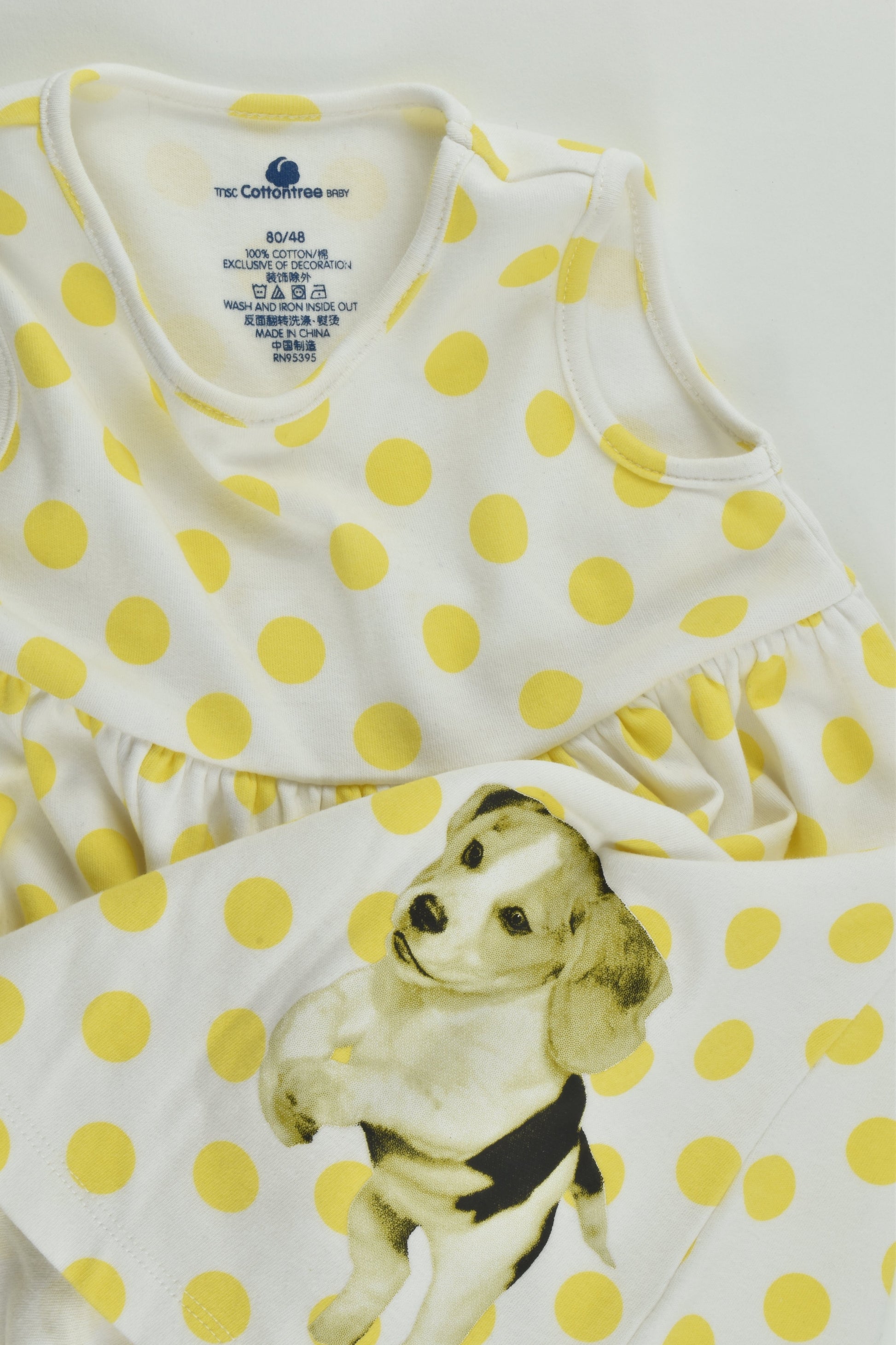 Cottontree Baby Size 1 (80 cm) Polka Dots and Dog Dress