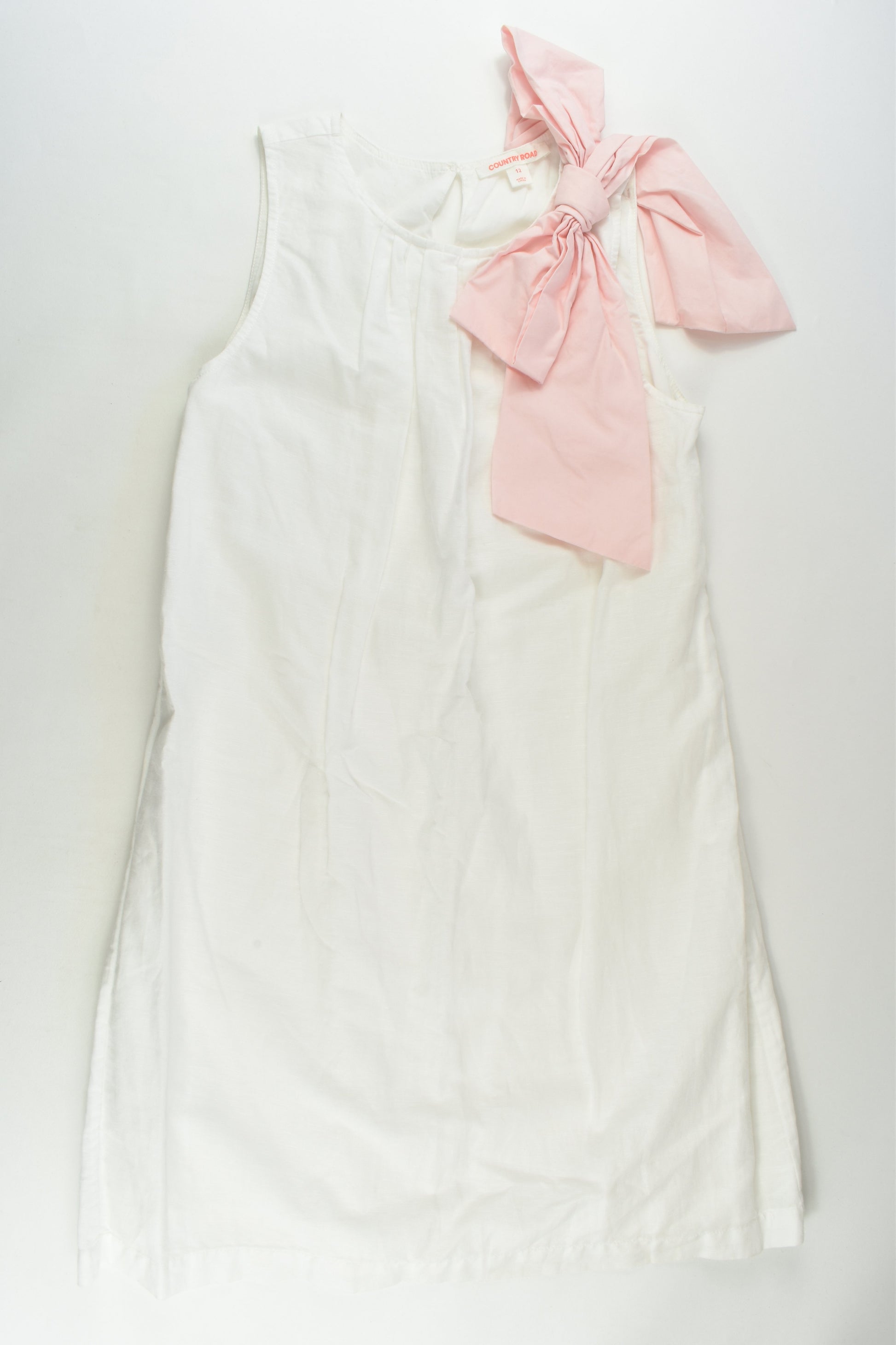 Country Road Size 12 Linen Blend Pink Bow Lined Dress