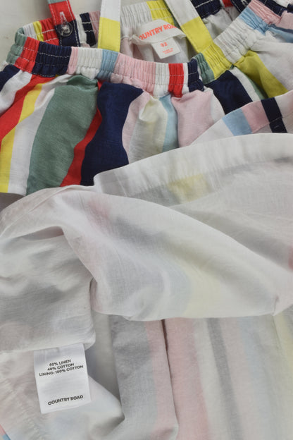 Country Road Size 2 Lined Linen Blend Colourful Stripes Dress