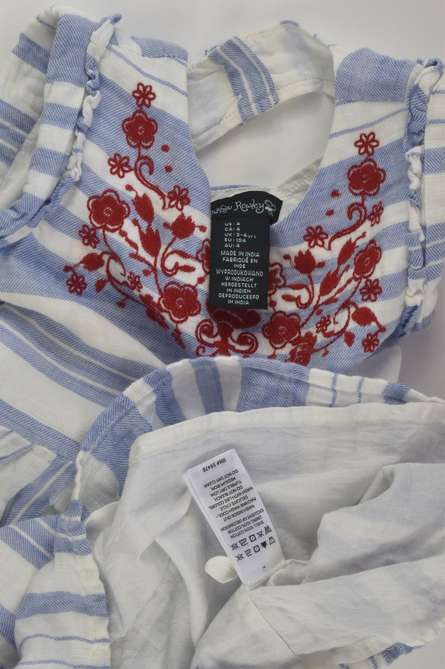 Cynthia Rowley Size 4 Lined Embroidery Dress