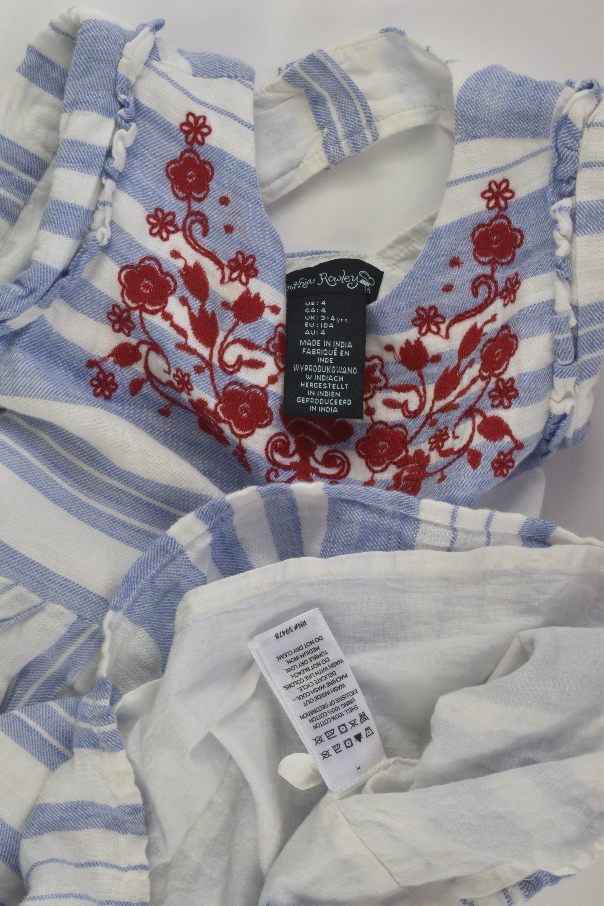 Cynthia Rowley Size 4 Lined Embroidery Dress