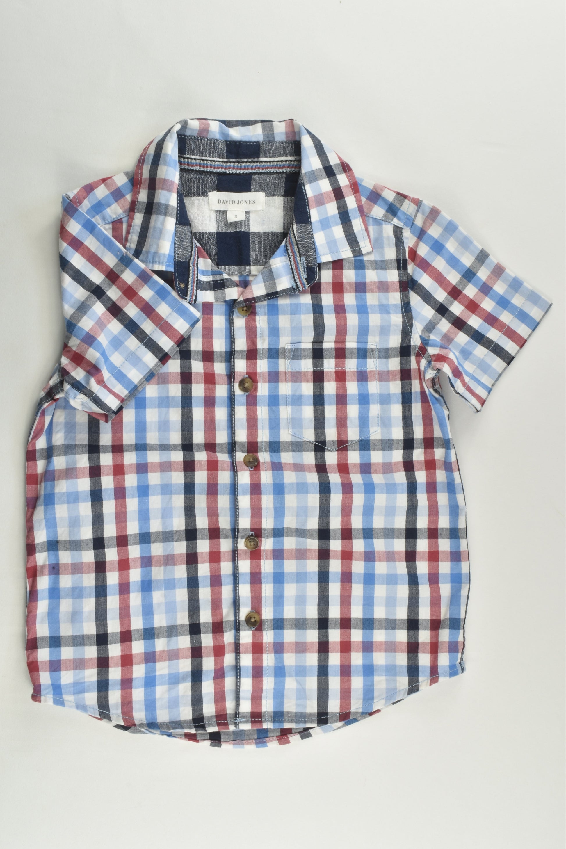 David Jones Size 3 Checked Shirt with Linen Details