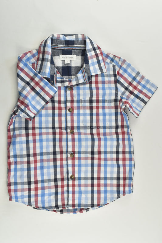 David Jones Size 3 Checked Shirt with Linen Details