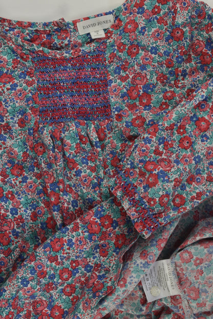 David Jones Size 3 Smocked Liberty Print Lined Dress