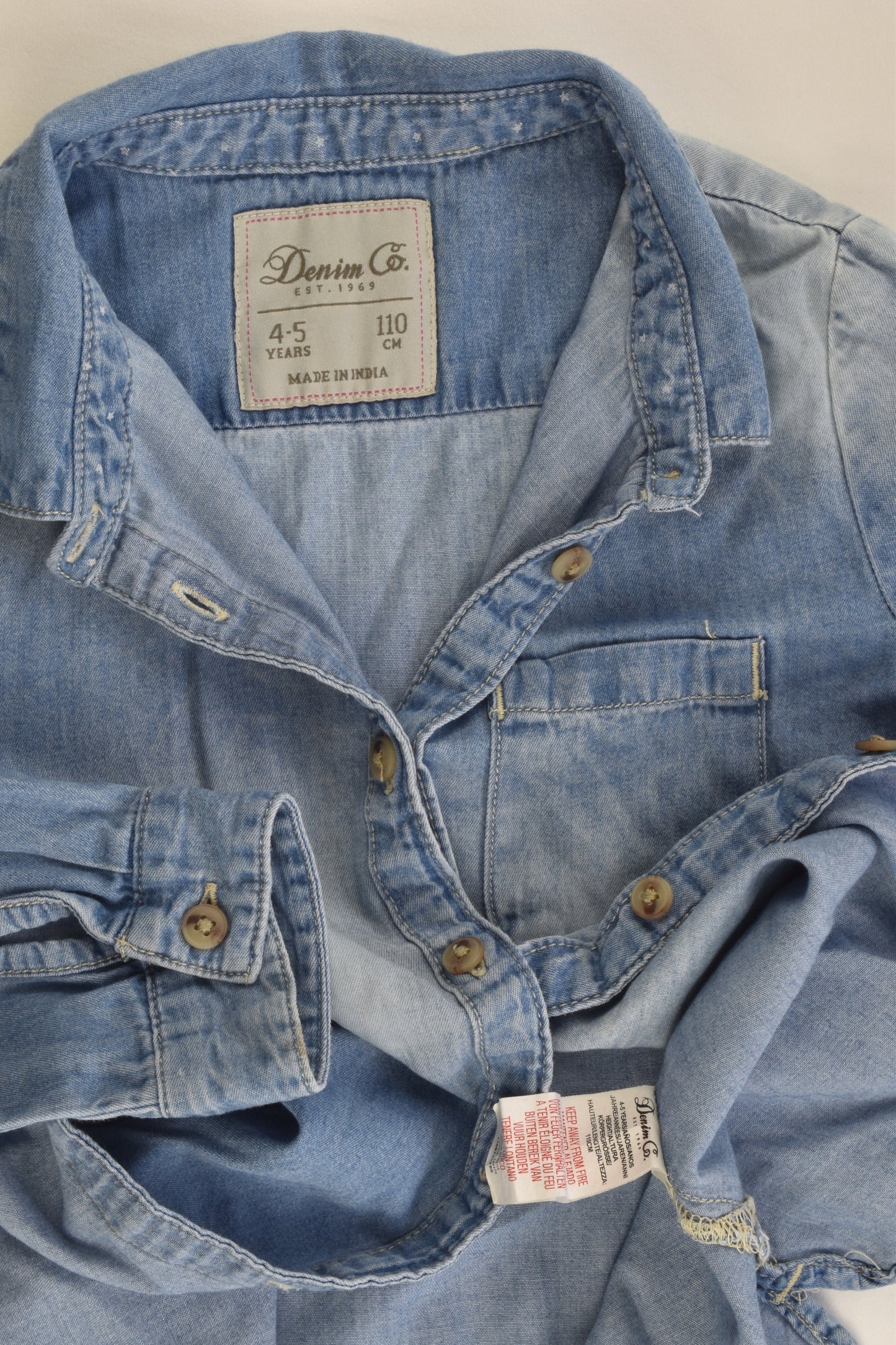 Denim Co. Size 4-5 (110 cm) Lightweight Denim Shirt