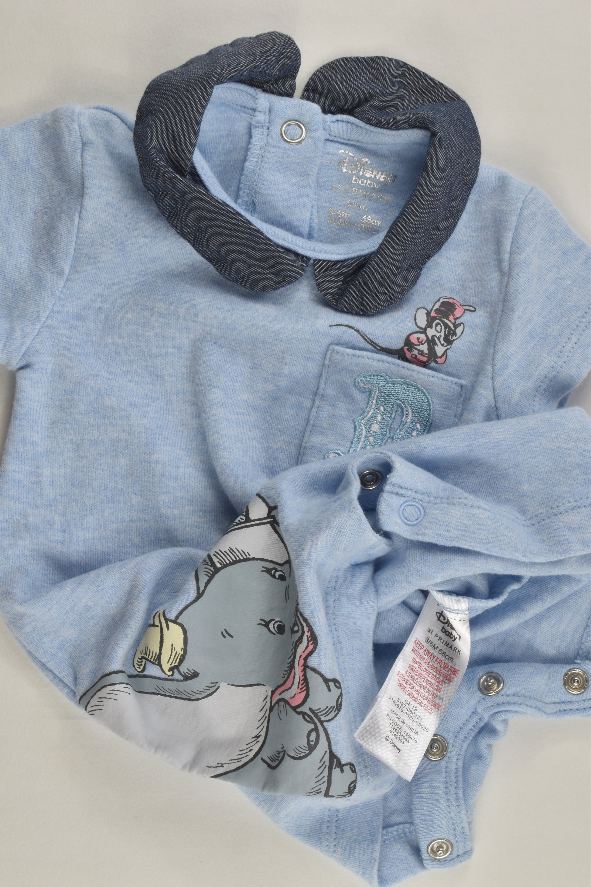 Disney Baby by Primark Size 00 (3-6 months, 68 cm) Dumbo Short Romper