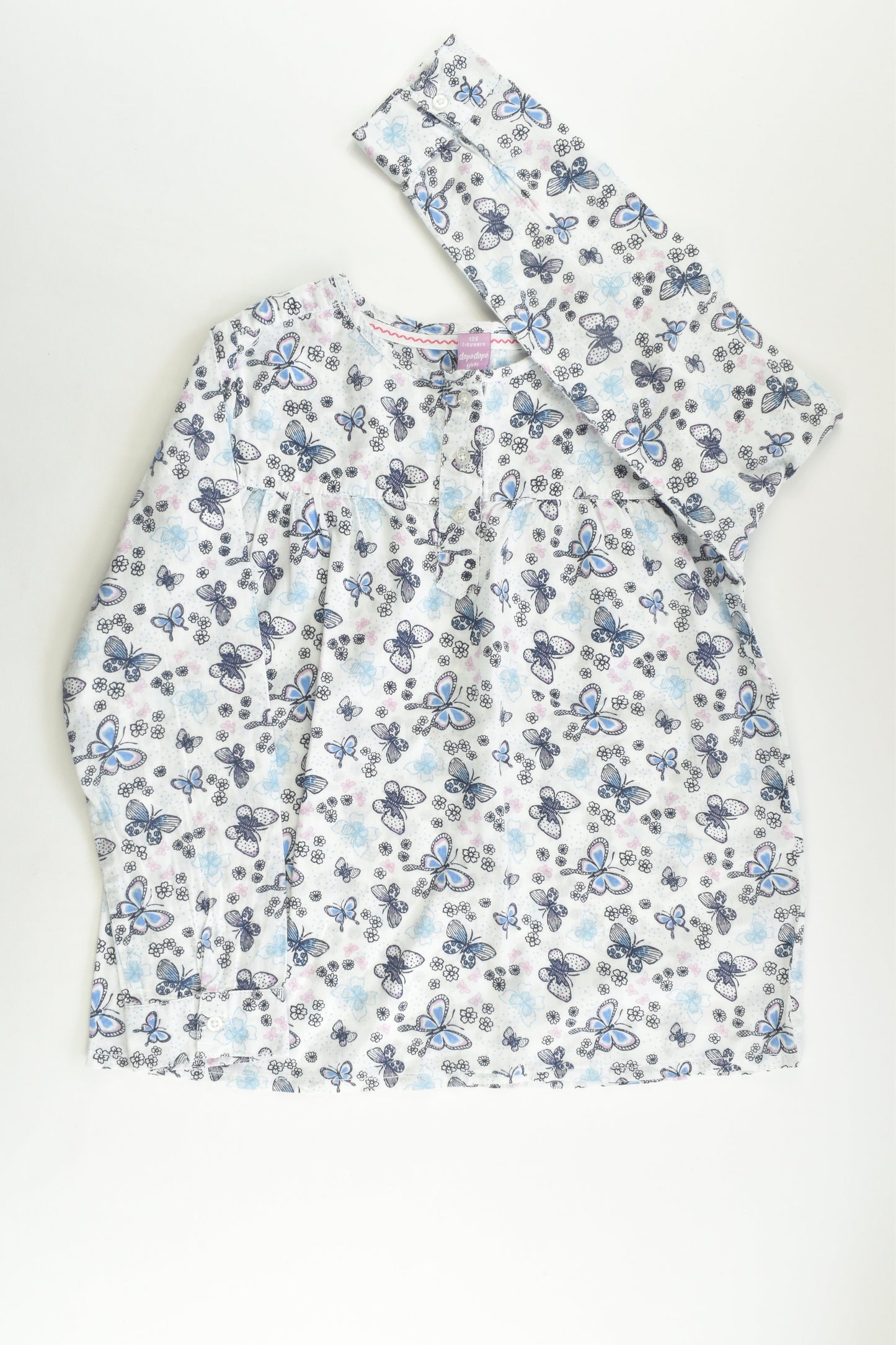 Dopodopo Size 7-8 (128 cm) Butterflies and Flowers Blouse