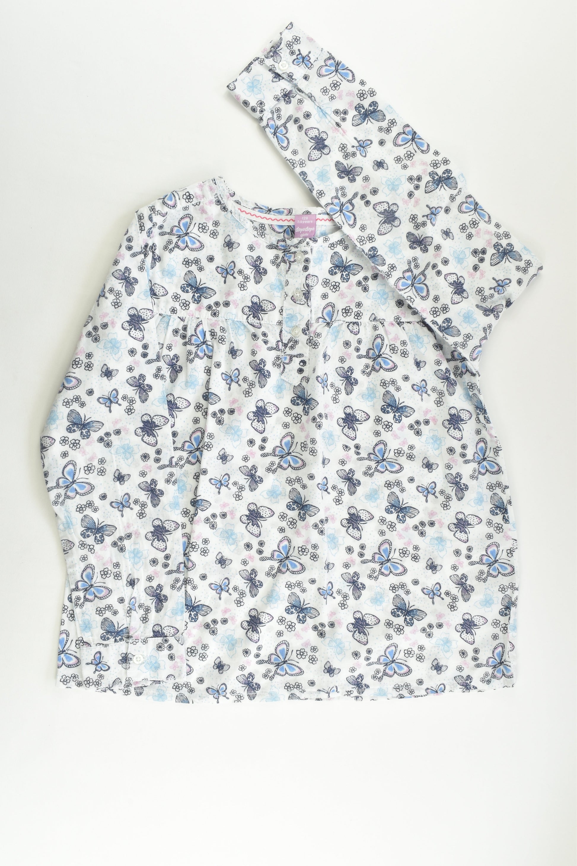 Dopodopo Size 7-8 (128 cm) Butterflies and Flowers Blouse