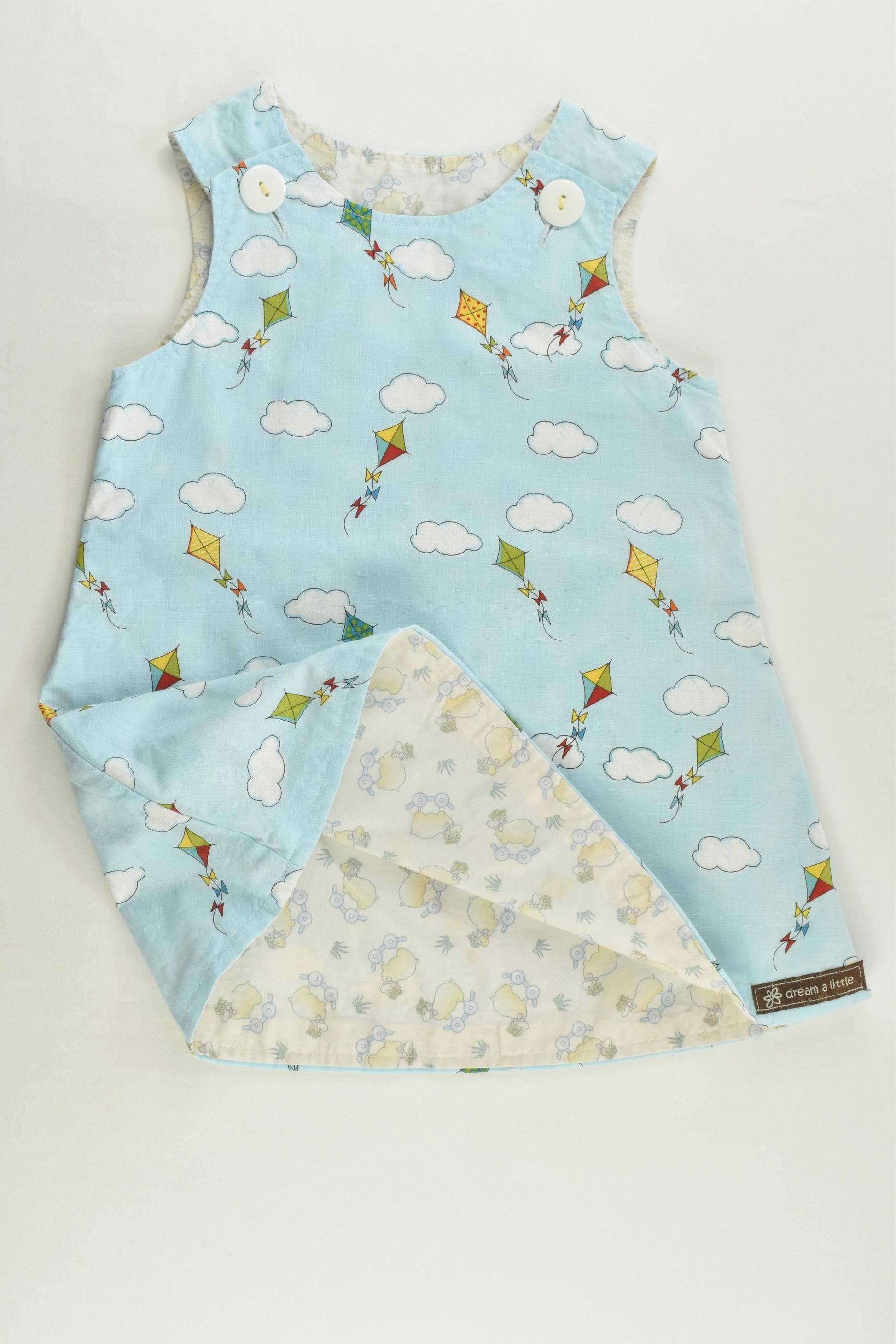 Dream A Littl Size approx 2 Handmade Kite and Clouds Pinafore Dress