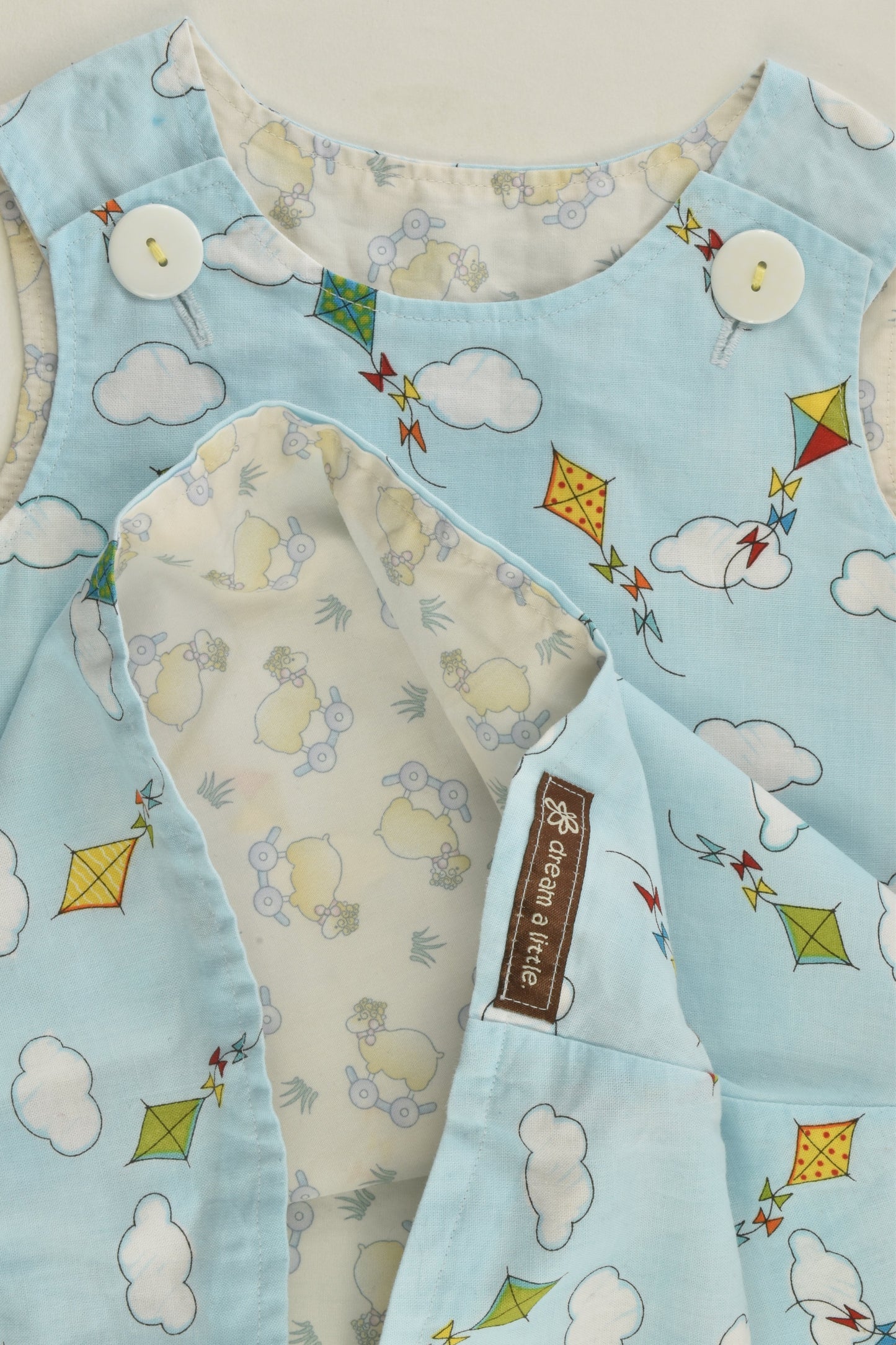 Dream A Littl Size approx 2 Handmade Kite and Clouds Pinafore Dress