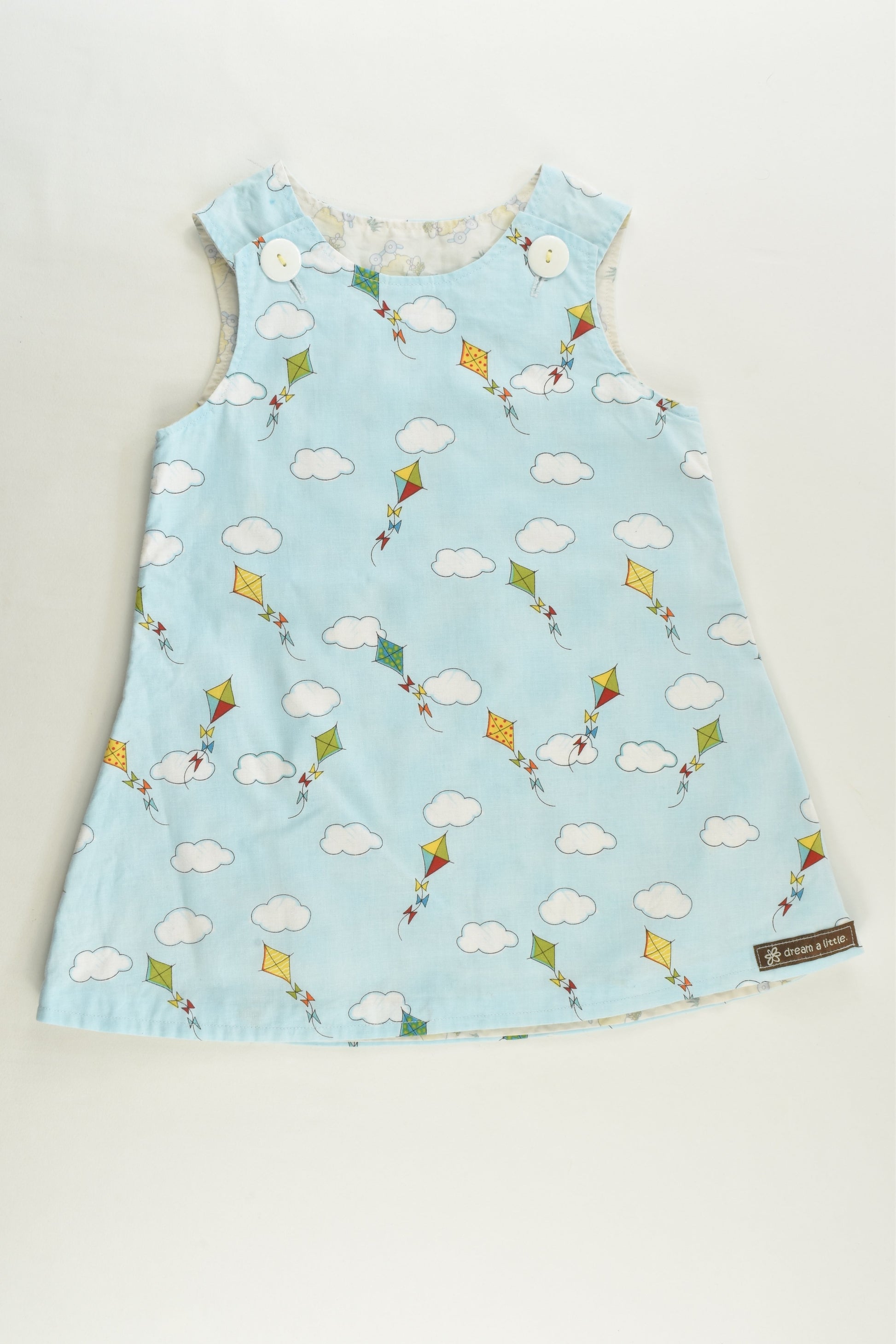 Dream A Littl Size approx 2 Handmade Kite and Clouds Pinafore Dress
