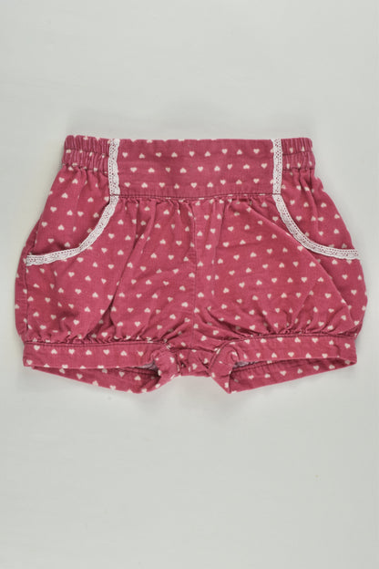 Dymples Size 0 Love Hearts Cord Shorts