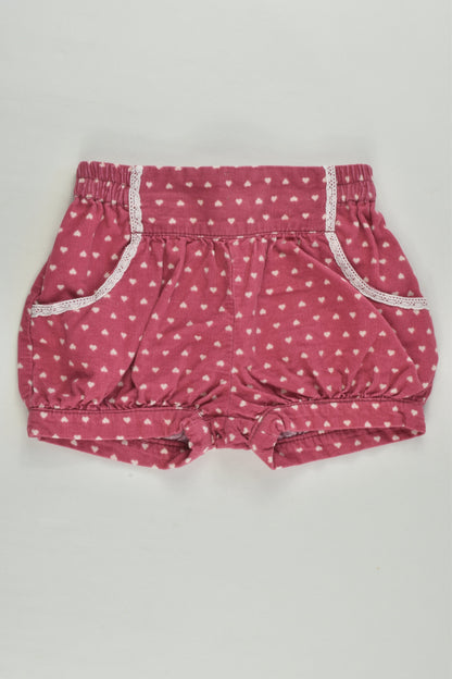 Dymples Size 0 Love Hearts Cord Shorts