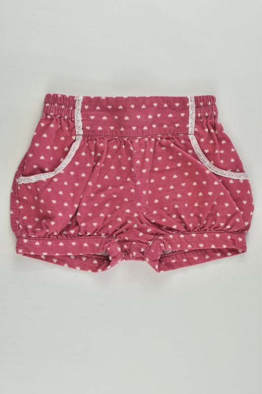 Dymples Size 0 Love Hearts Cord Shorts