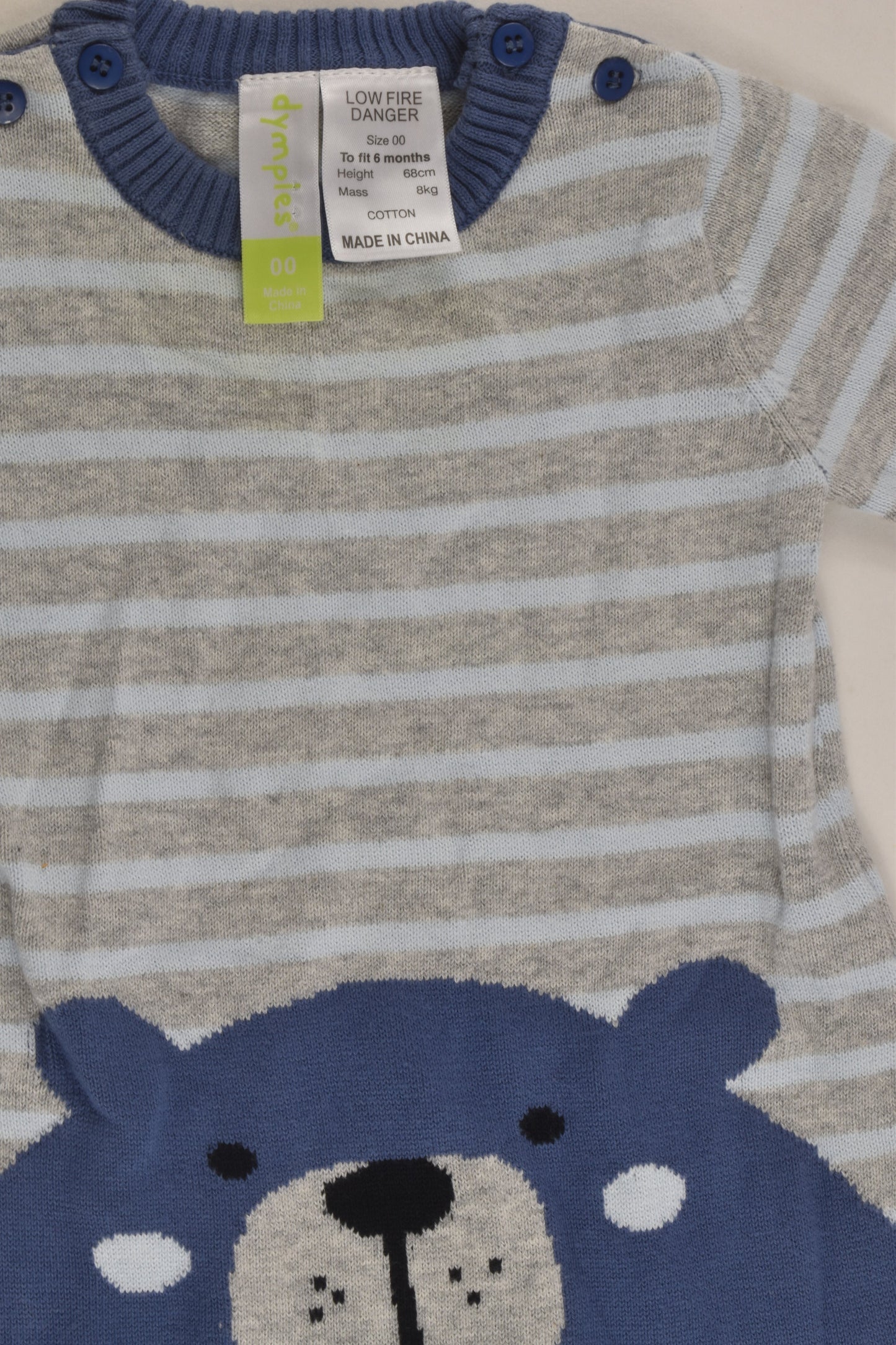 Dymples Size 00 Bear Knit Romper