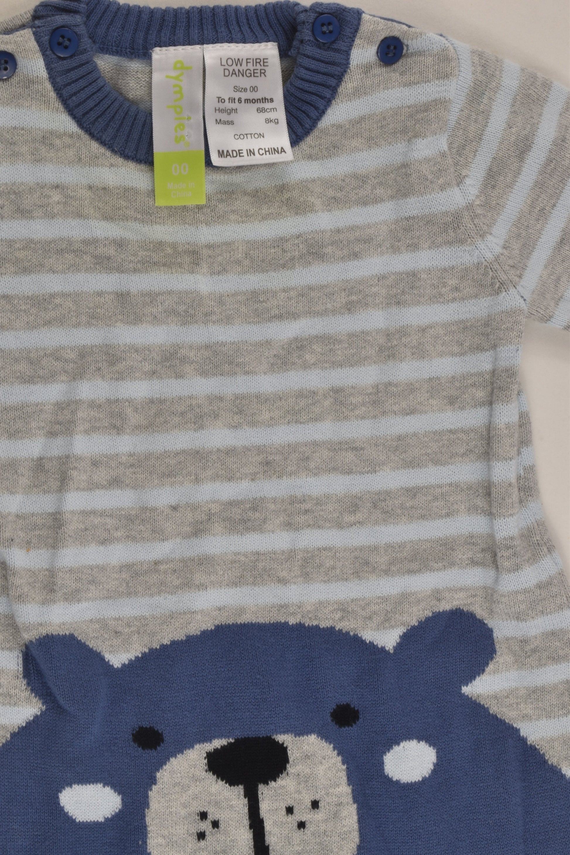 Dymples Size 00 Bear Knit Romper