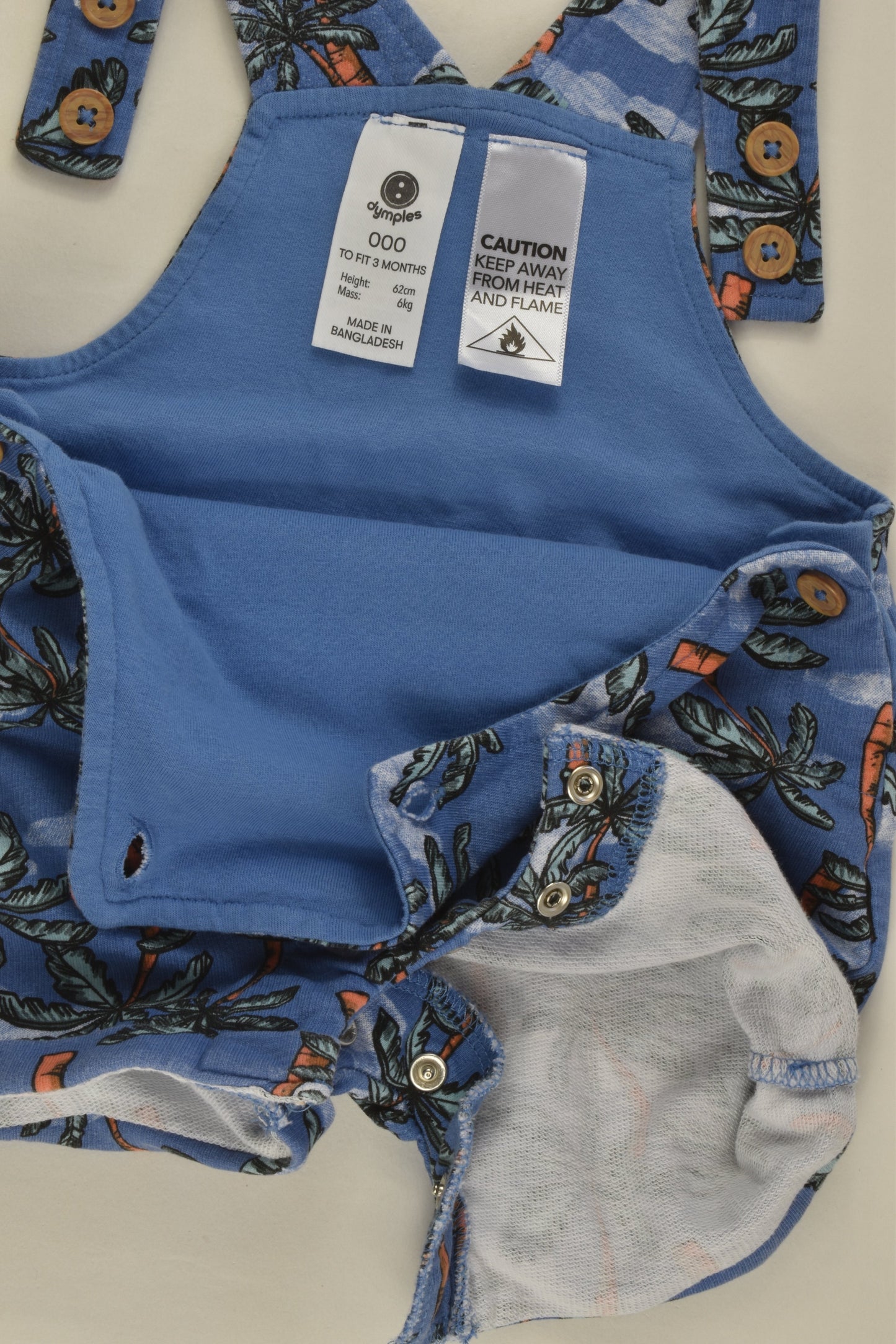 Dymples Size 000 Palm Trees Short Overalls
