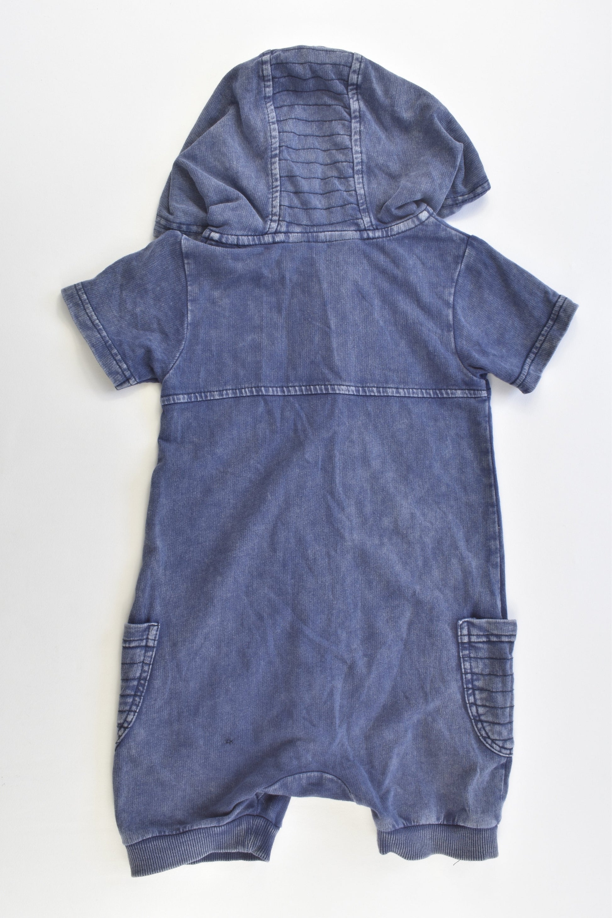 Dymples Size 1 (18 months, 84 cm) Denim-like Short Hooded Onesie