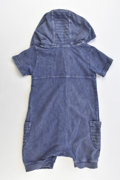 Dymples Size 1 (18 months, 84 cm) Denim-like Short Hooded Onesie