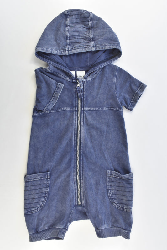 Dymples Size 1 (18 months, 84 cm) Denim-like Short Hooded Onesie