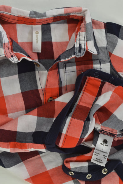 Dymples Size 1 Checked Collared Bodysuit
