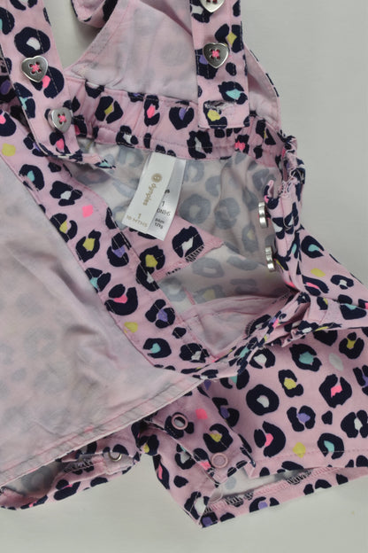 Dymples Size 1 Colourful Leopard Print Short Overalls