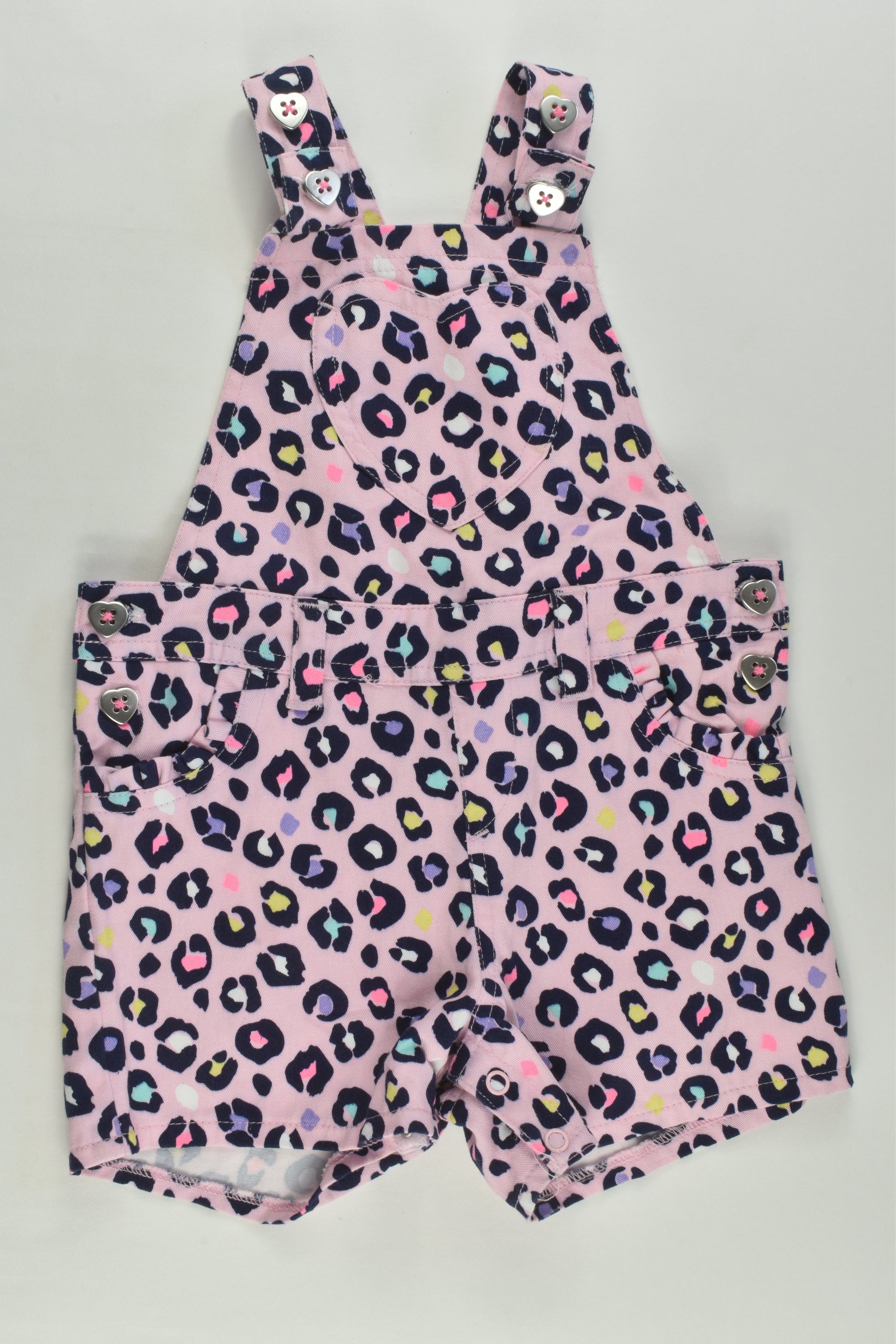 Dymples Size 1 Colourful Leopard Print Short Overalls