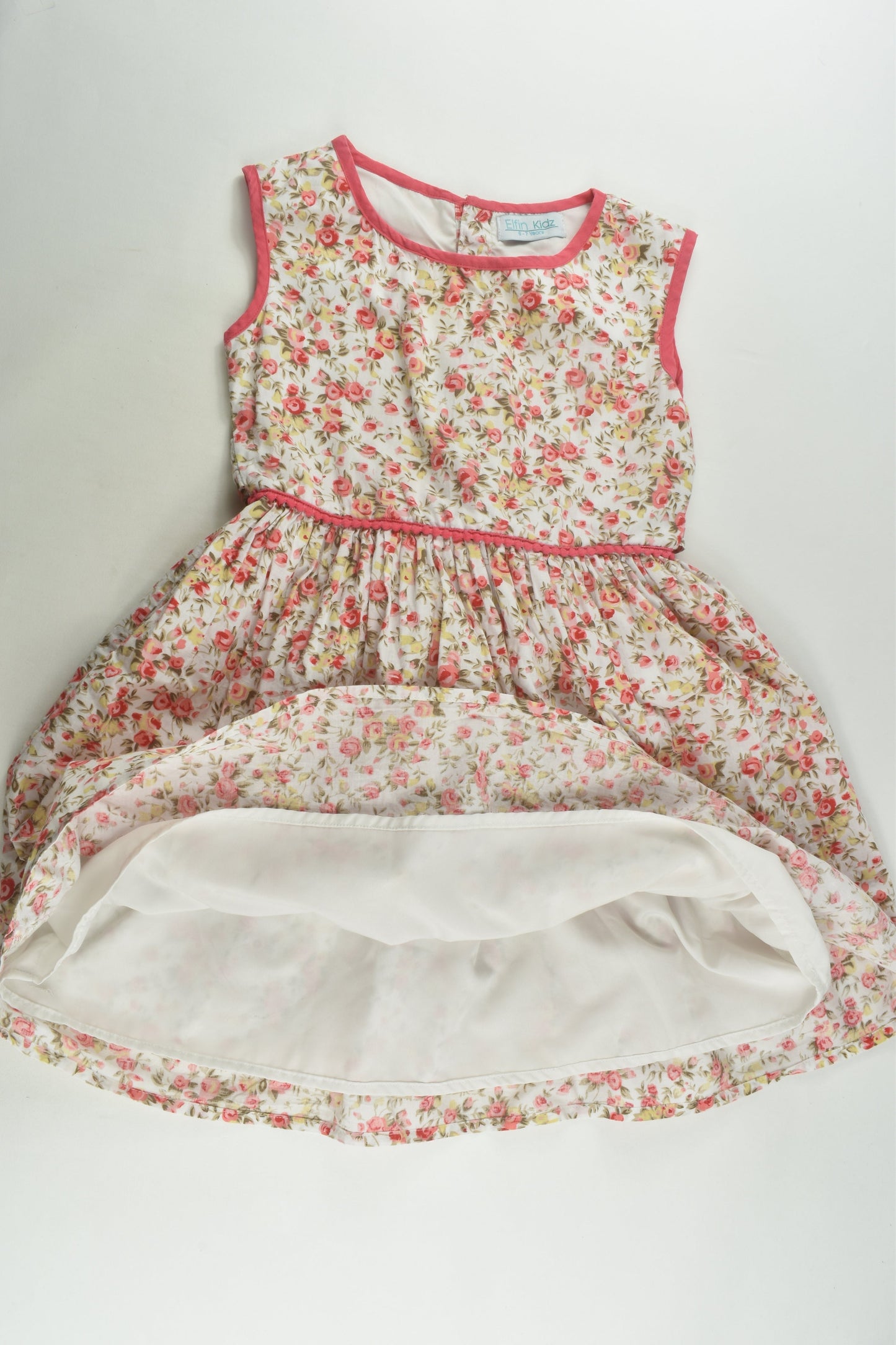 Elfin Kids Size 6-7 Lined Floral Dress