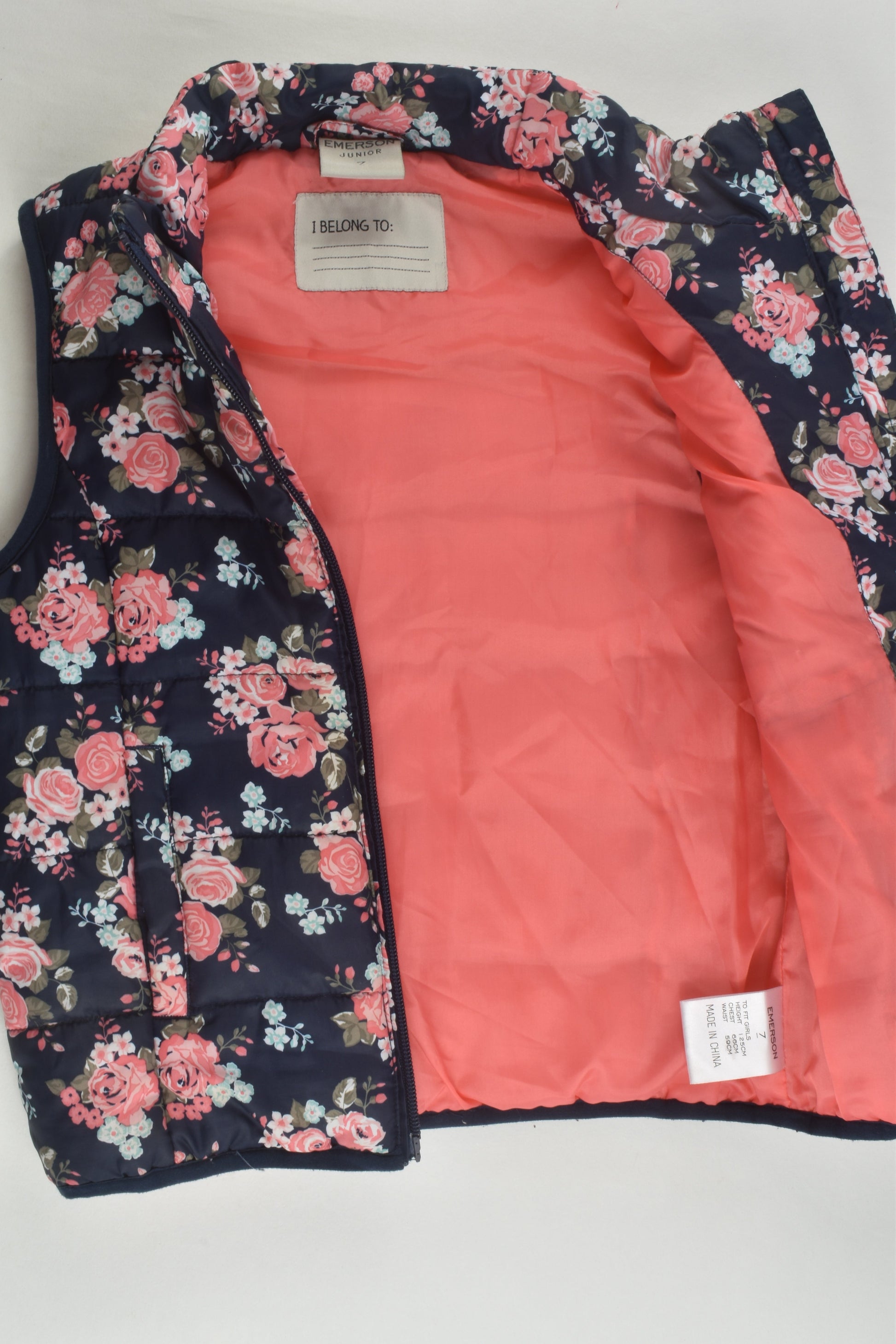 Emerson Junior Size 7 Floral Puffer Vest