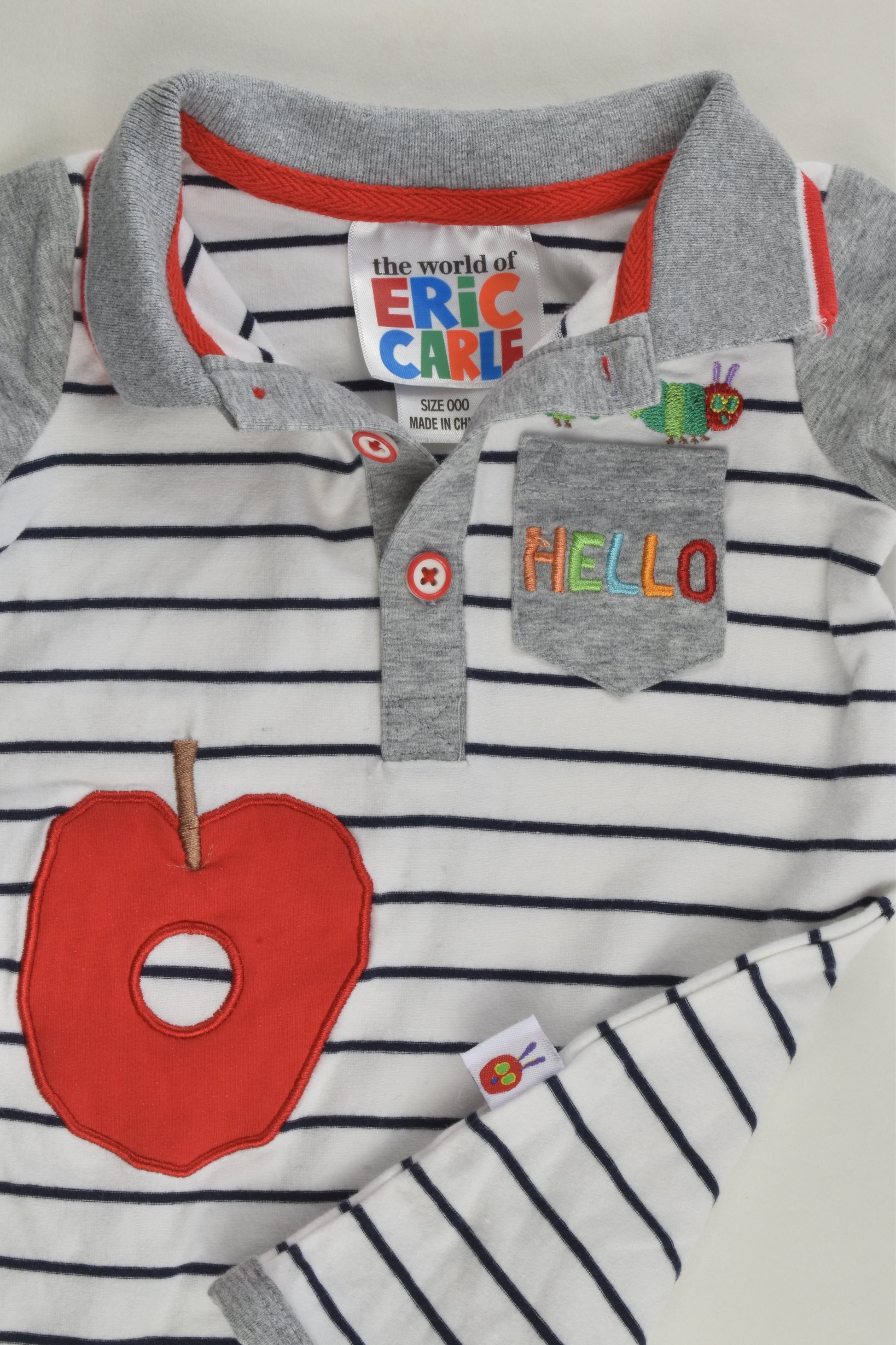 Eric Carle Size 000 The Very Hungry Caterpillar Short Polo Romper