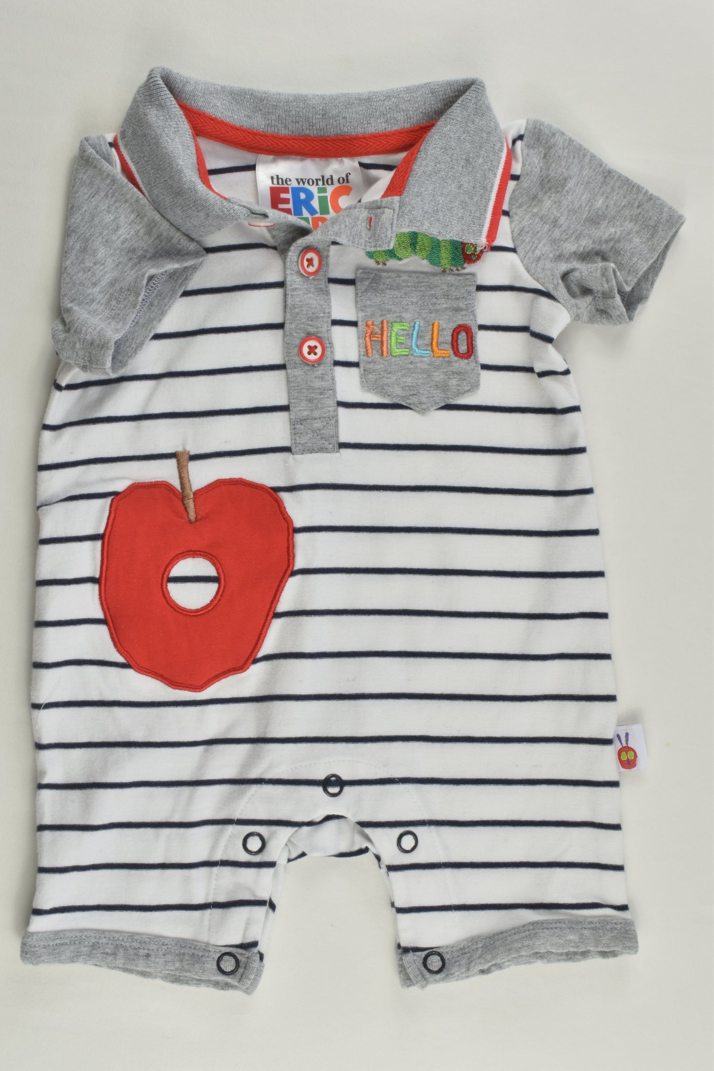 Eric Carle Size 000 The Very Hungry Caterpillar Short Polo Romper