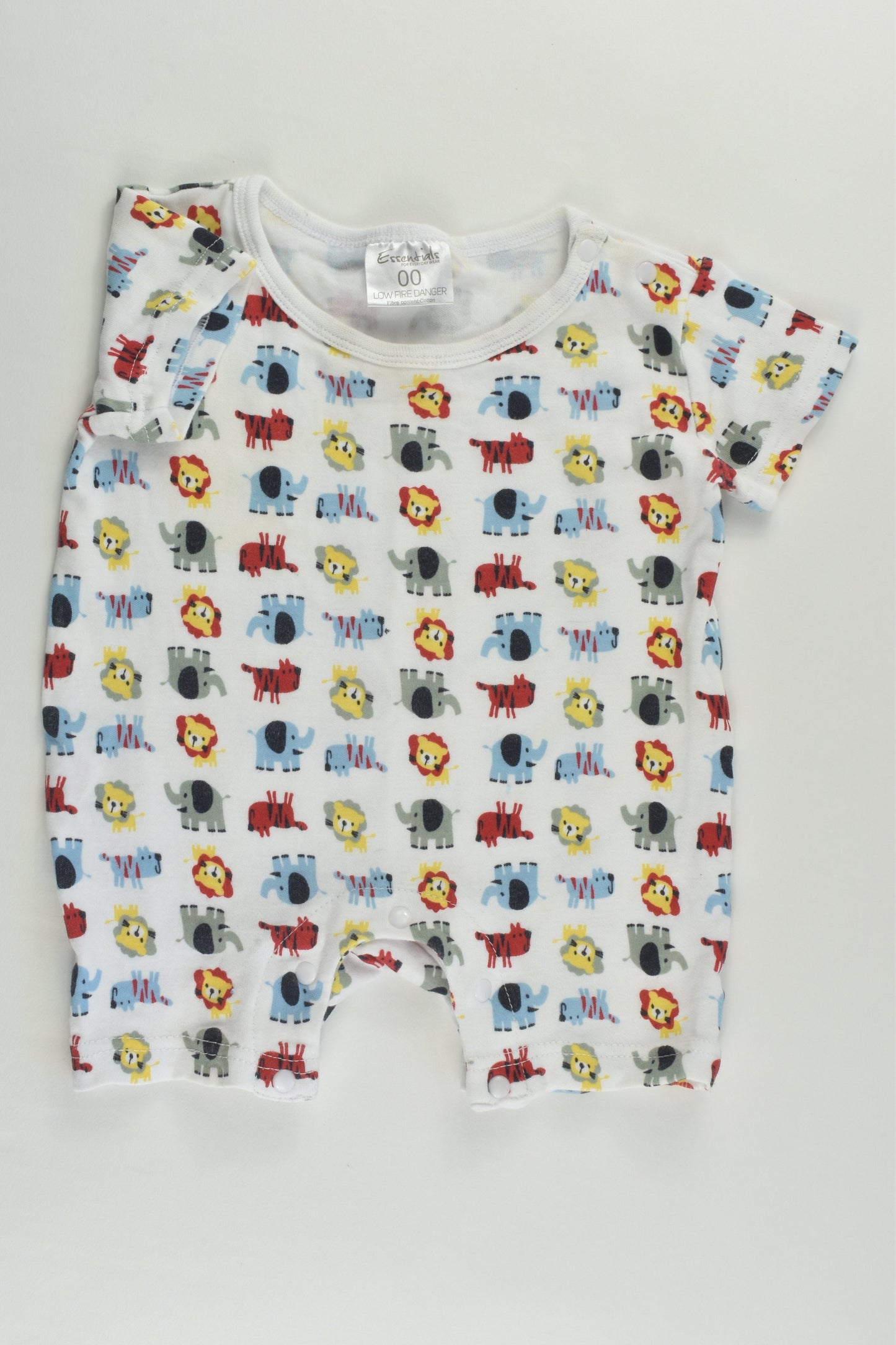Essentials Size 00 Lions and Elephants Short Romper