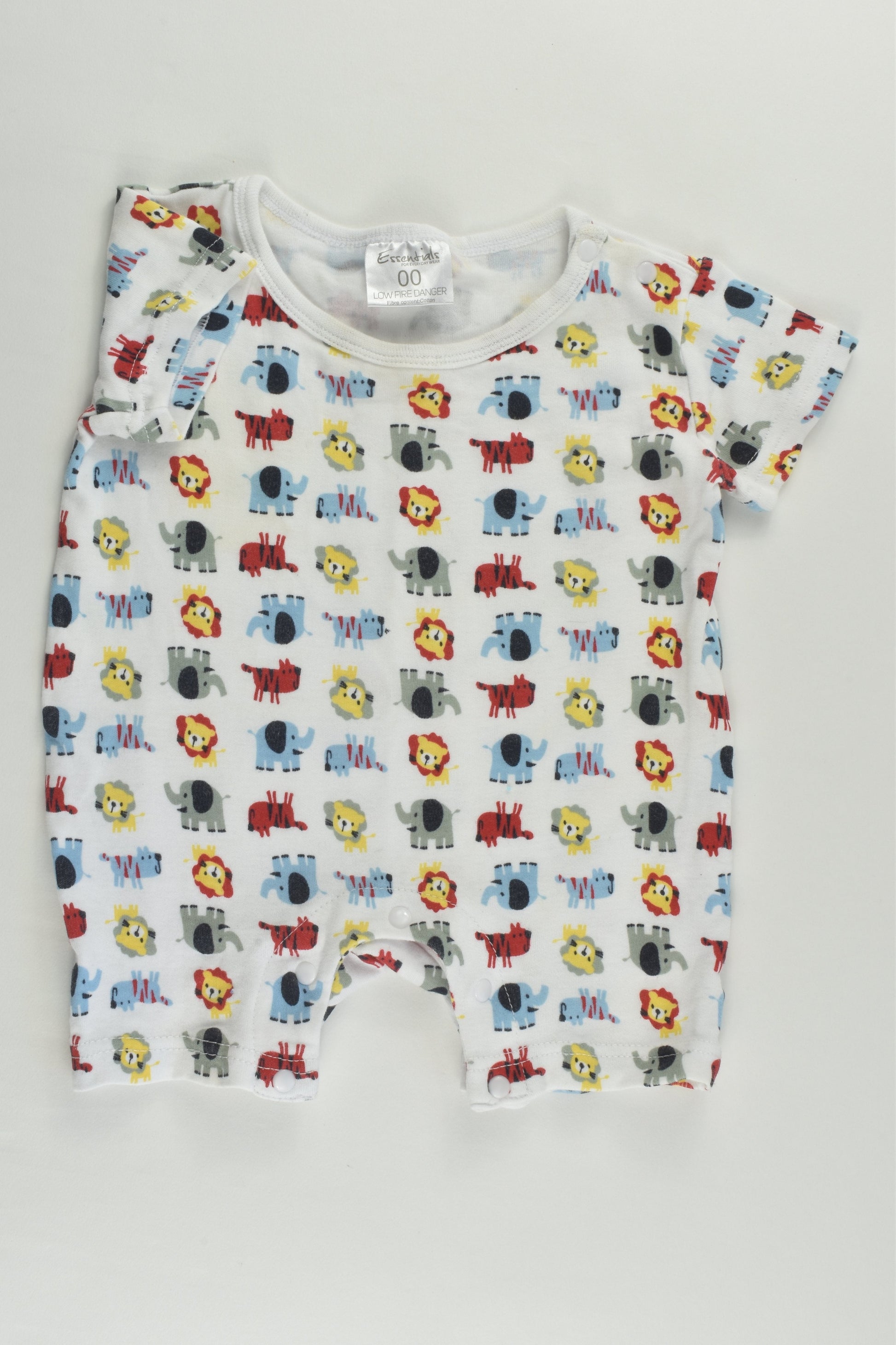 Essentials Size 00 Lions and Elephants Short Romper