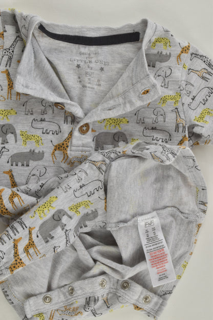 F&F Size 00 (3-6 months) Safari Animals Short Romper