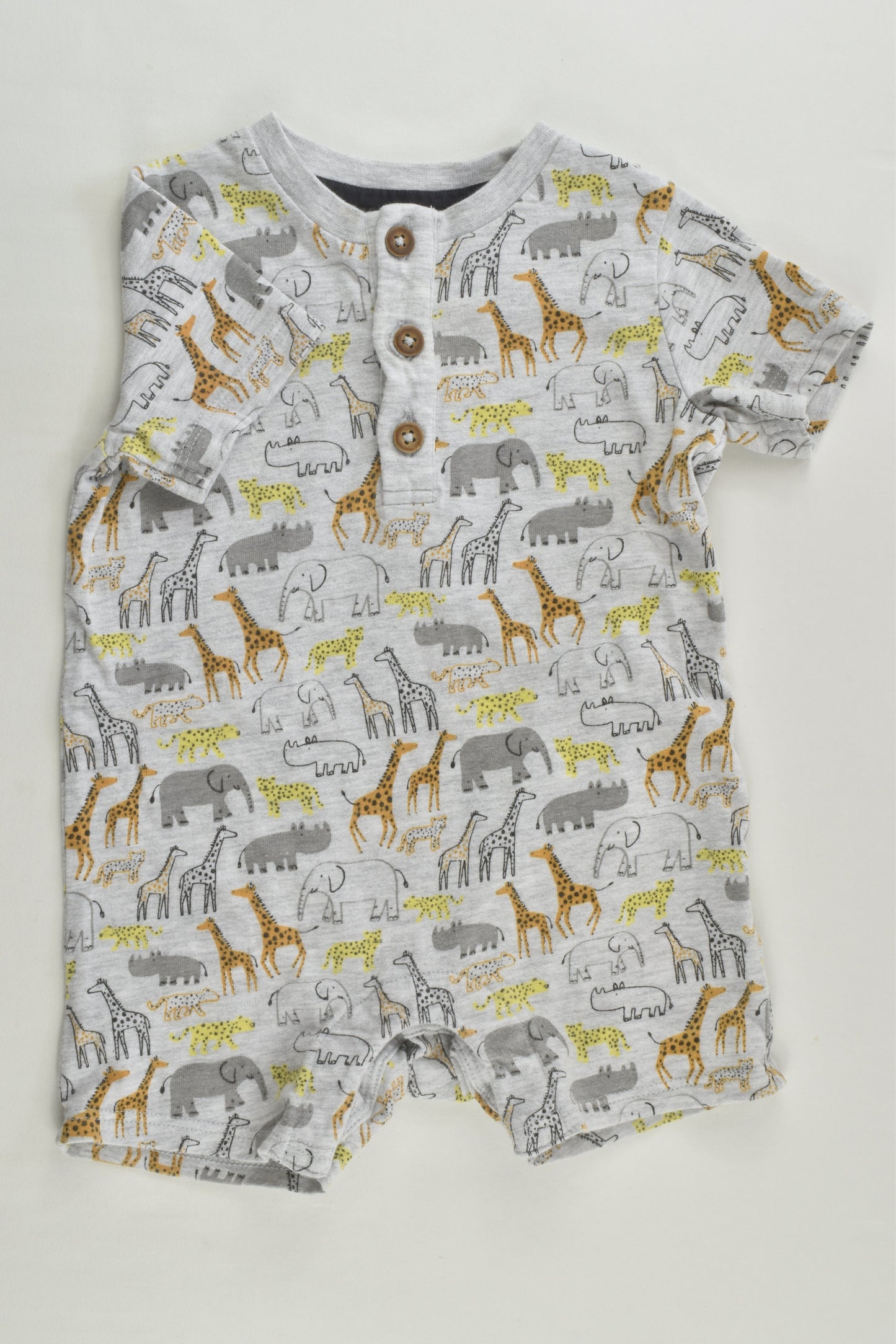 F&F Size 00 (3-6 months) Safari Animals Short Romper