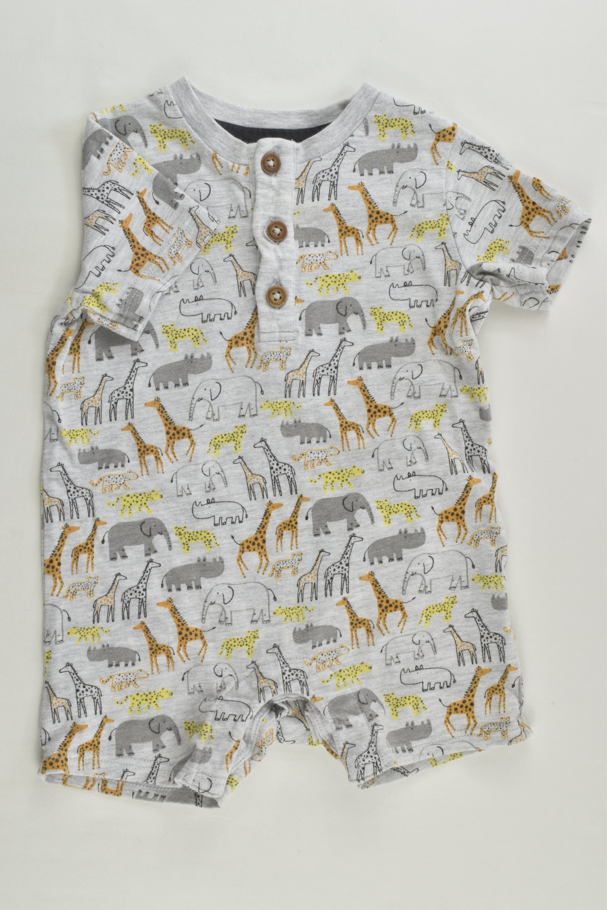 F&F Size 00 (3-6 months) Safari Animals Short Romper