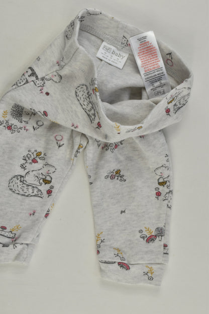 F&F Size 0000 (Up to 1 month, 56 cm) Hedgehog and Squirrel Leggings