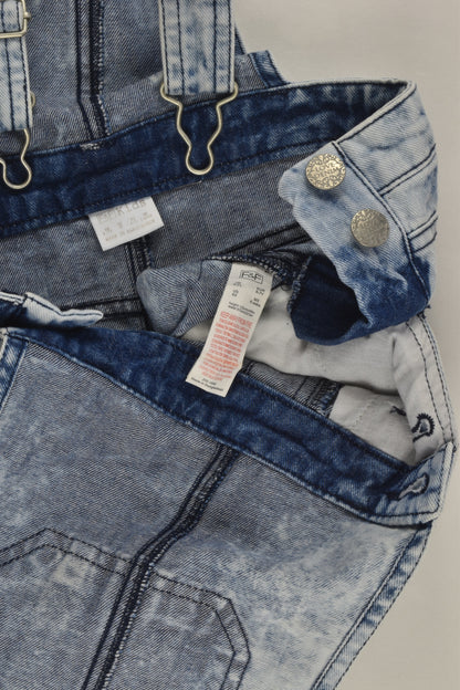 F&F Size 6-7 Acid Wash Short Denim Overalls
