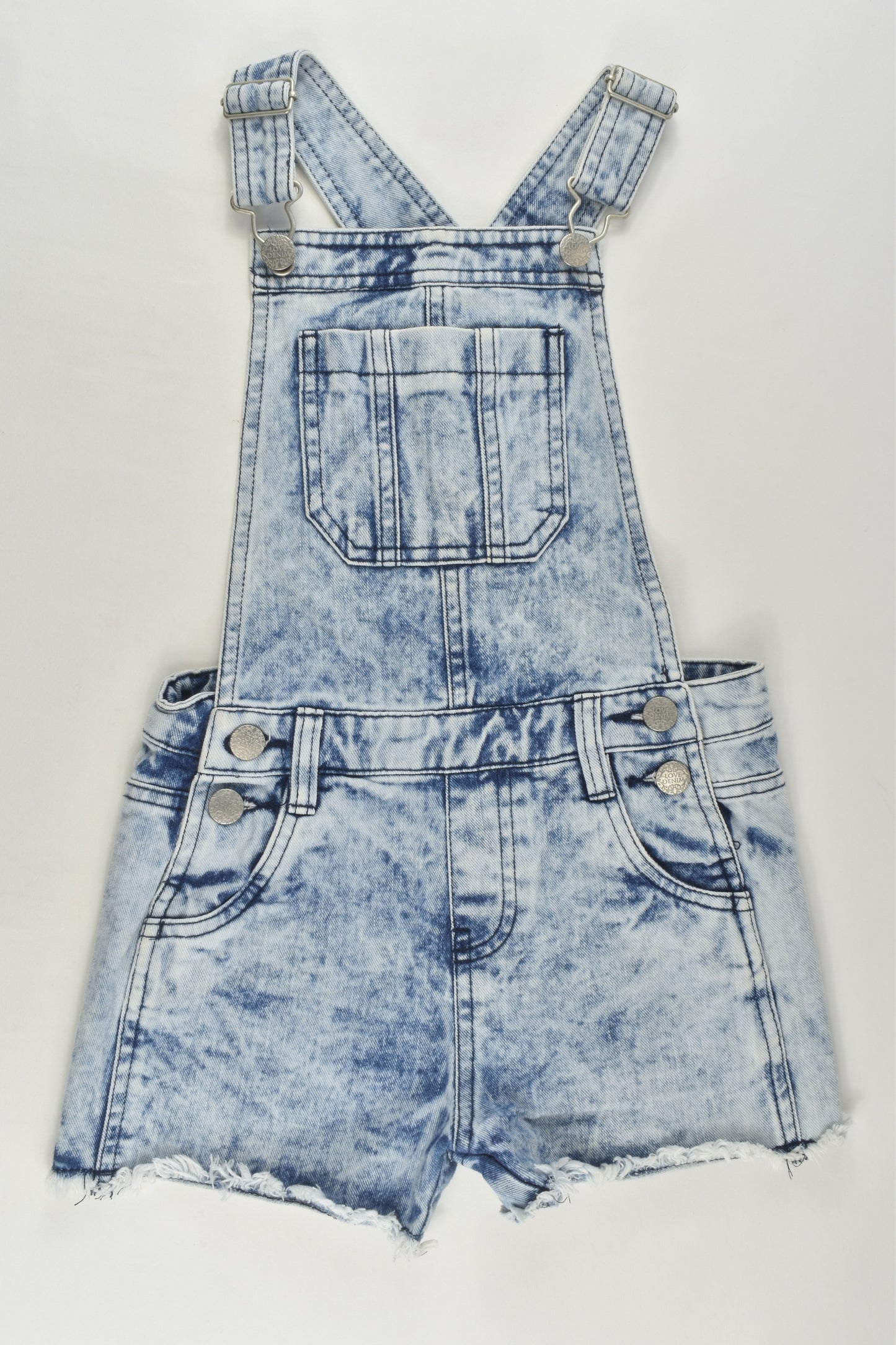 F&F Size 6-7 Acid Wash Short Denim Overalls