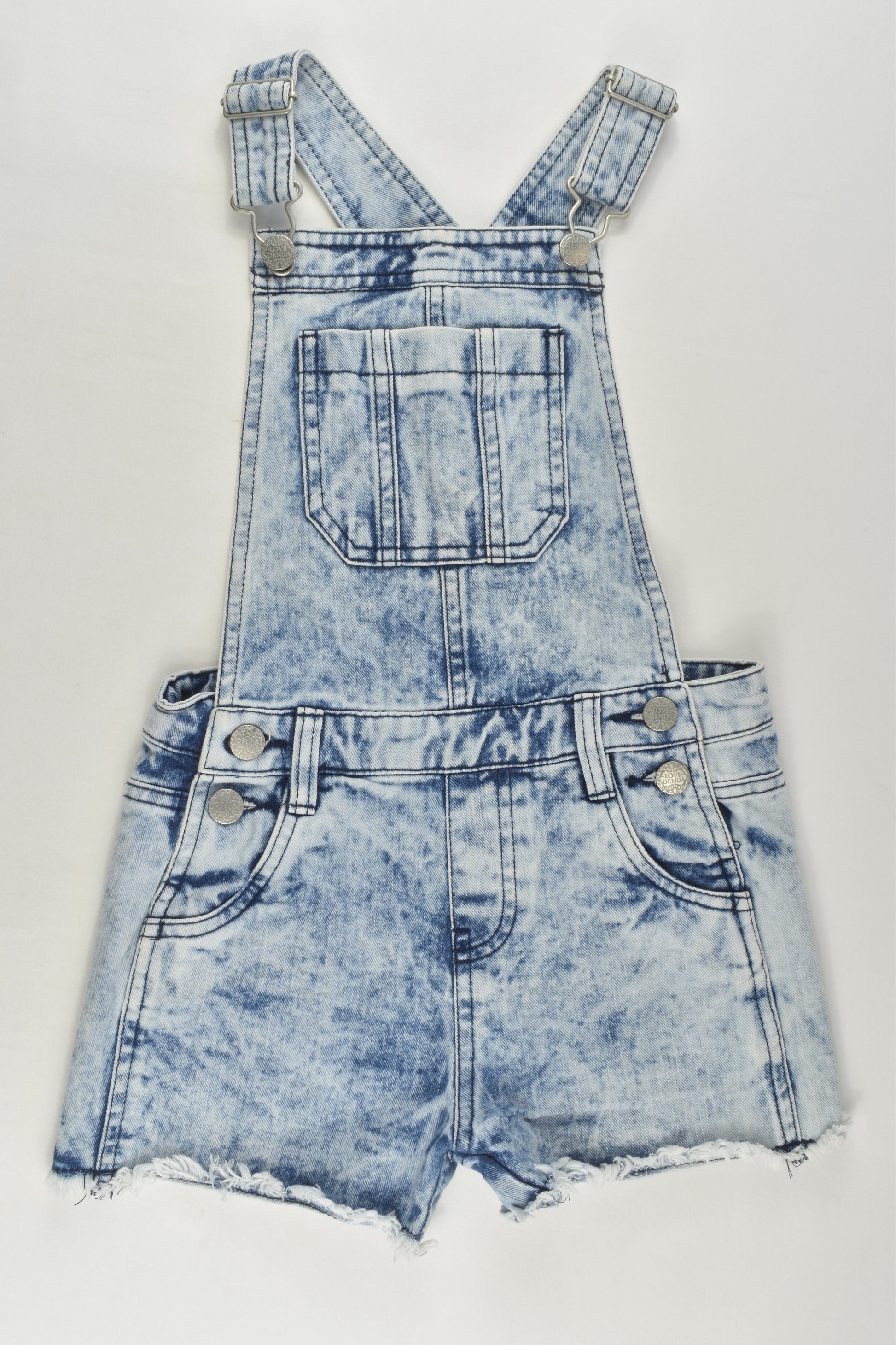 F&F Size 6-7 Acid Wash Short Denim Overalls