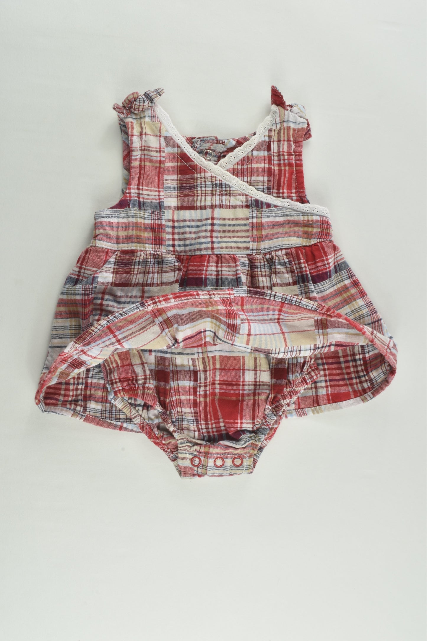 Faded Glory Size 000 (Newborn, 0-3 months) Checked Dress with Bodysuit Underneath