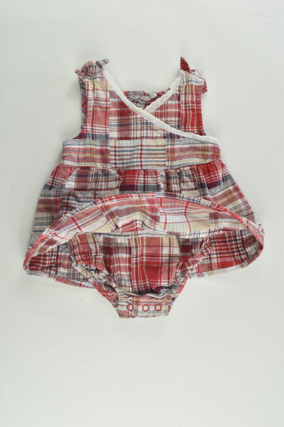 Faded Glory Size 000 (Newborn, 0-3 months) Checked Dress with Bodysuit Underneath