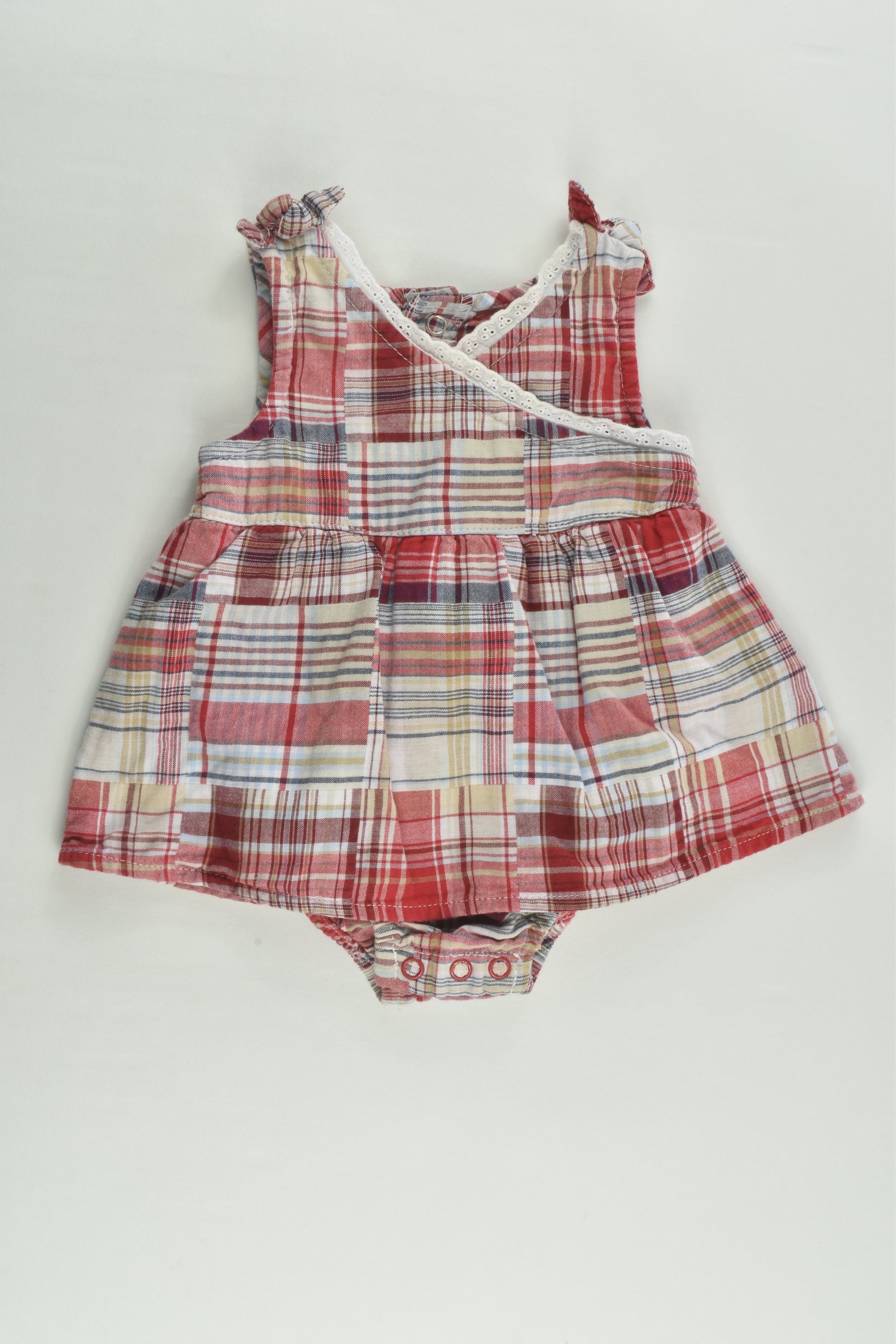 Faded Glory Size 000 (Newborn, 0-3 months) Checked Dress with Bodysuit Underneath