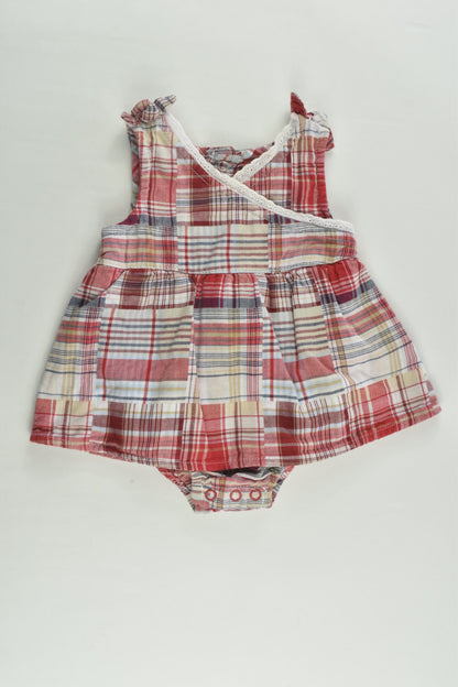 Faded Glory Size 000 (Newborn, 0-3 months) Checked Dress with Bodysuit Underneath