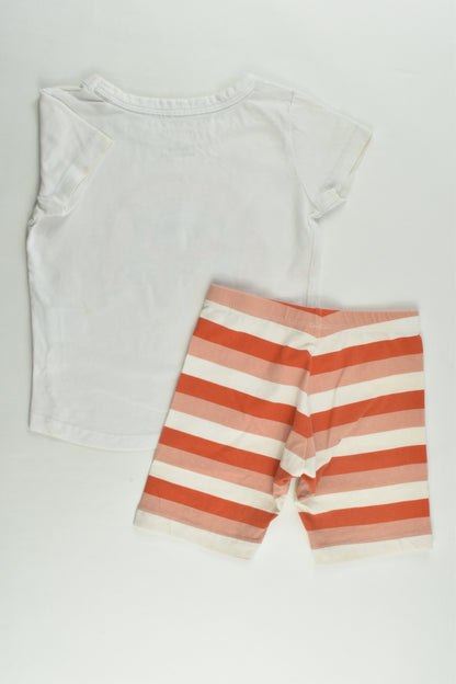 Favourites Size 2 Rainbow and Butterfly T-shirt and Striped Shorts